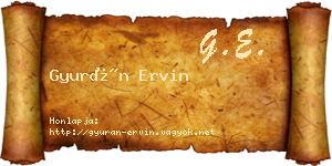 Gyurán Ervin névjegykártya